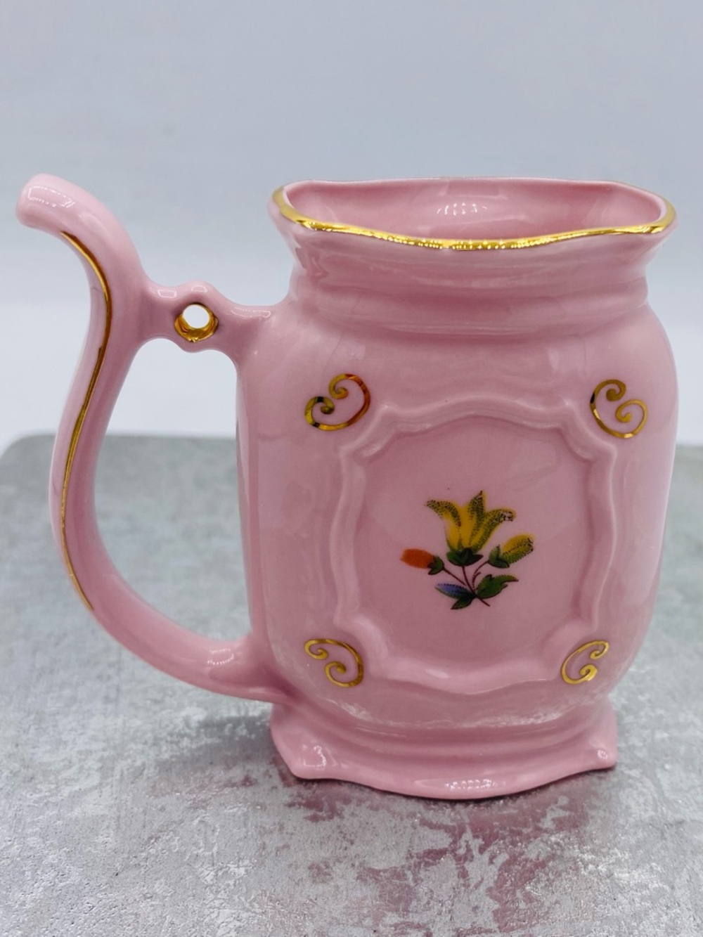 Vintage Czech Straw Handle Porcelain Gilded Sipping Mug Karlovy Vary Spa Cup - Picture 4 of 10